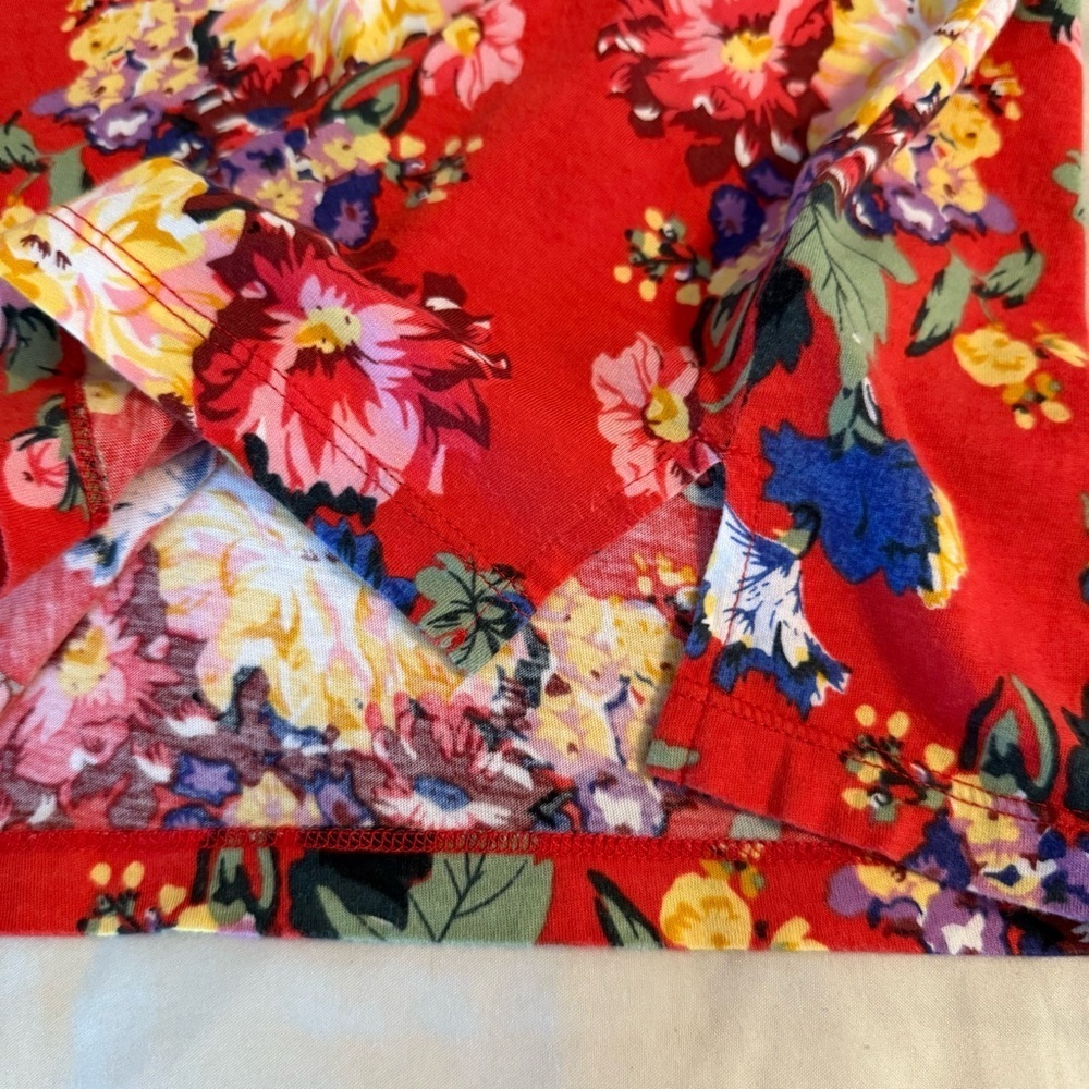 Maeve by Anthropologie Size S Clemente Red Floral Short Sleeve Tie-Neck Blouse - Picture 11 of 13